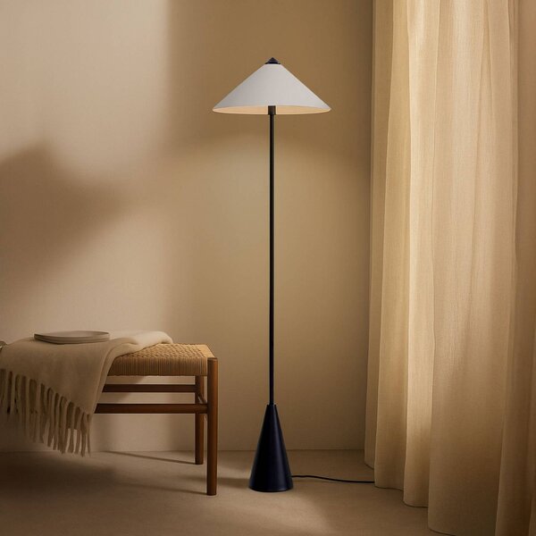 Lindby stojací lampa Norvik, výška 150 cm, černá/šedá, kov, Černá, Obývací pokoj / jídelna, kov, Moderní