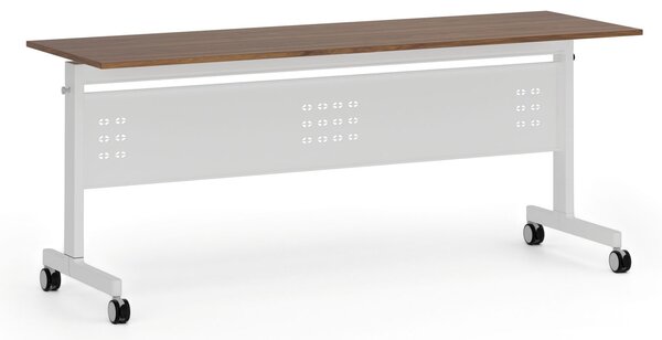 Mobilní stůl PRIMO MOBI, 180x60 cm, bílá podnož, ořech