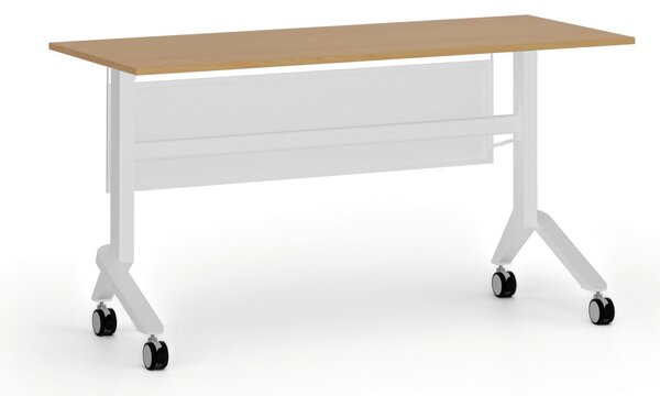 Mobilní stůl PRIMO MOVE, 140x60 cm, bílá podnož, buk