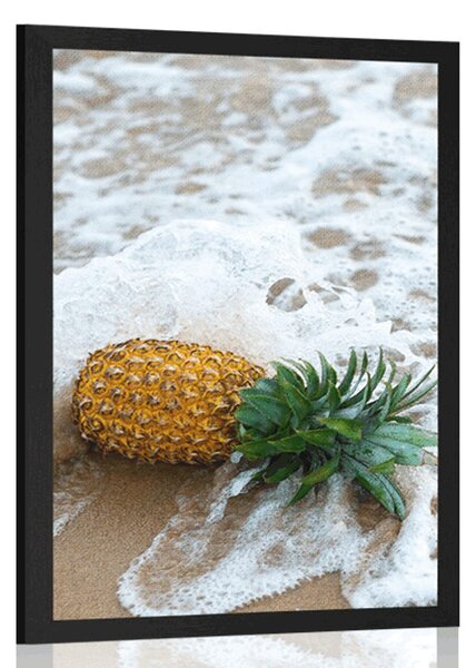 Plakát ananas ve vlně oceánu