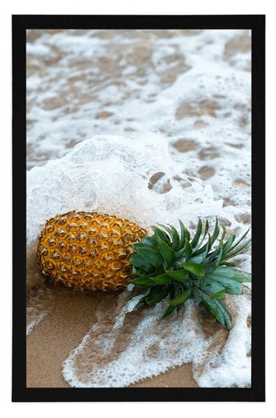 Plakát ananas ve vlně oceánu