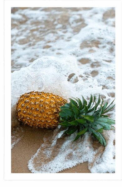 Plakát ananas ve vlně oceánu