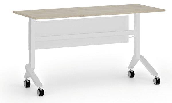 Mobilní stůl PRIMO MOVE, 140x60 cm, bílá podnož, dub přírodní