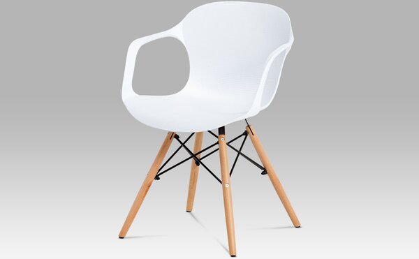Jídelní židle bílý strukturovaný plast / natural ALBINA WT