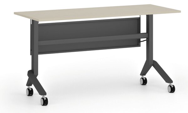 Mobilní stůl PRIMO MOVE, 140x60 cm, černá podnož, bříza