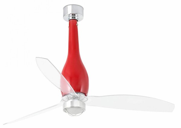 ETERFAN M LED, červená/transparentní, stropní ventilátor s DC motorem - FARO