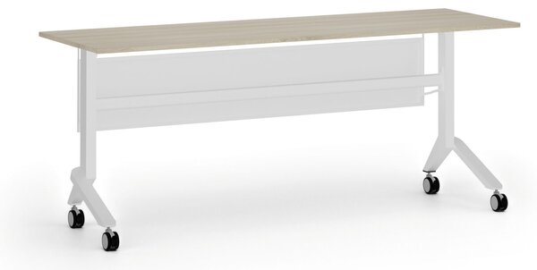 Mobilní stůl PRIMO MOVE, 180x60 cm, bílá podnož, dub přírodní