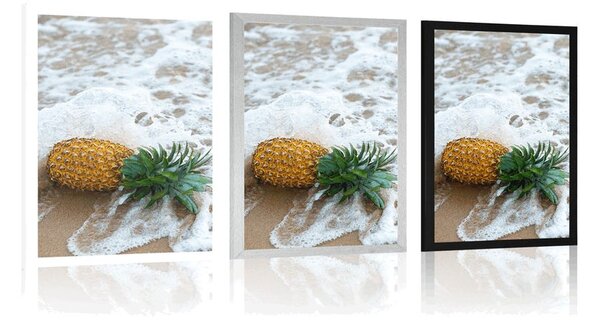 Plakát ananas ve vlně oceánu