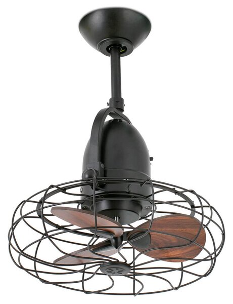 Ventilátor Keiki, Ø 43 cm, na zeď a strop, střídavý proud, tmavě hnědý FARO BARCELONA, Keiki, Černá, Obývací pokoj, Kov, Vintage