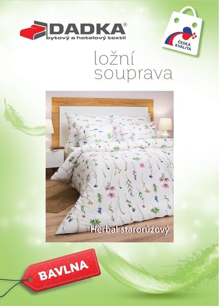 Krepové povlečení Herbal starorůžové 140x200, 70x90 cm