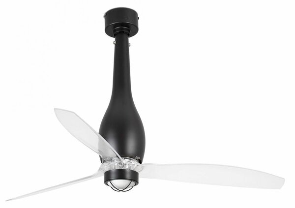 ETERFAN M LED, černá/transparentní, stropní ventilátor s DC motorem - FARO