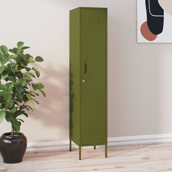 Uzamykatelná skříň olivově zelená 35 x 46 x 180 cm ocel
