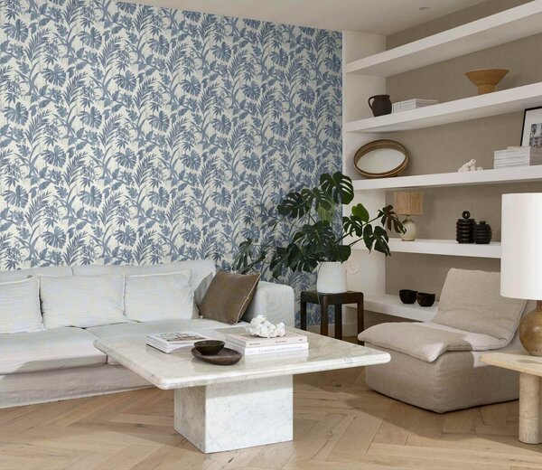 RASCH | Vliesová tapeta na zeď Beachhouse 410563 | 0,53 x 10,05 m | modrá, bílá