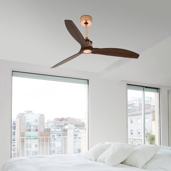 Stropní ventilátor Just Fan, Ø 128 cm, měď/ořech FARO BARCELONA, Just Fan, Dřevo, Obývací pokoj, Plast, Moderní