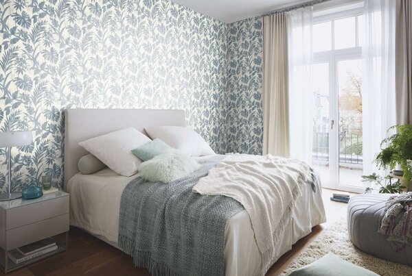RASCH | Vliesová tapeta na zeď Beachhouse 410563 | 0,53 x 10,05 m | modrá, bílá
