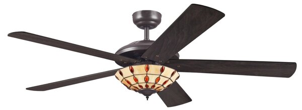 Stropní ventilátor Comet T s lampou Tiffany – Westinghouse Westinghouse, Comet T, Dřevo, Obývací pokoj, Dřevo, Moderní