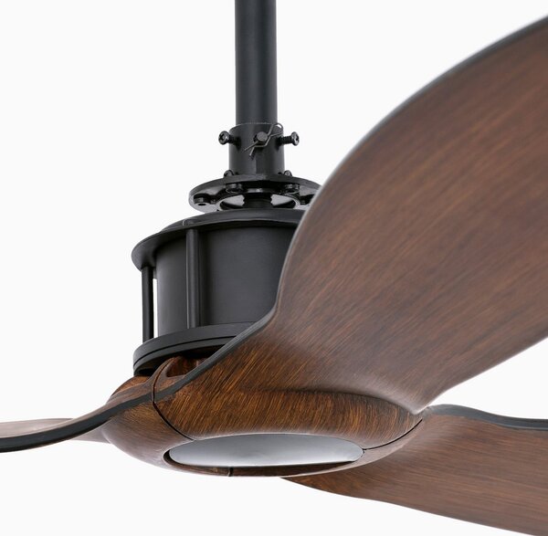 Stropní ventilátor Just Fan M, Ø 128 cm, černý/tmavé dřevo FARO BARCELONA, Just Fan M, Černá, Obývací pokoj, Kov