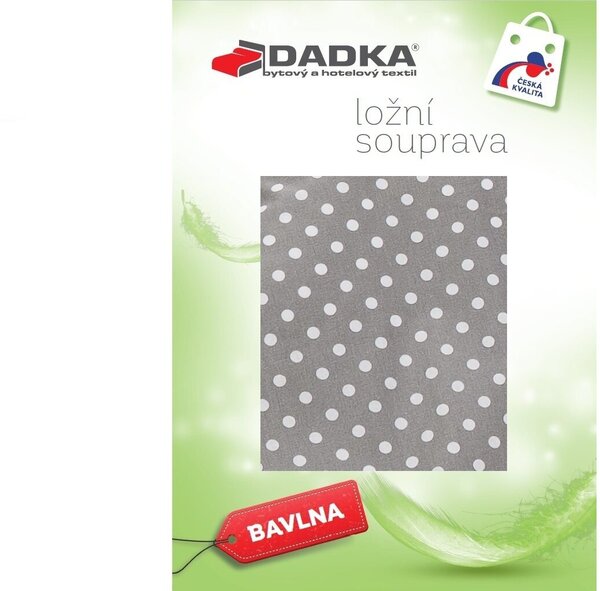 Bavlněné povlečení Puntík bílé na šedém podkladu 140x200, 70x90 cm