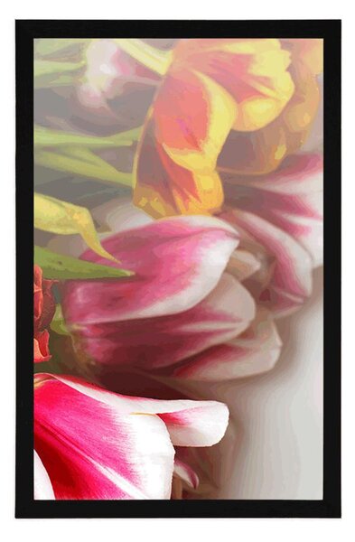 Plakát kytice barevných tulipánů