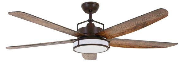 Stropní ventilátor Louisville se světlem, bronzový, tichý – Beacon Beacon Lighting, Louisville, stmívatelné, Dřevo, Obývací pokoj, Dřevo