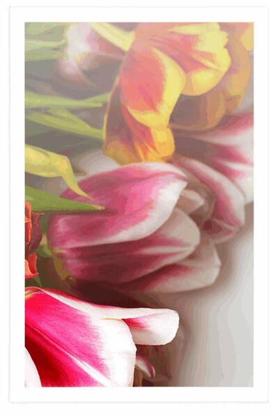 Plakát kytice barevných tulipánů