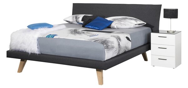 ČALOUNĚNÁ POSTEL, 140/200 cm antracitová, platinová, divoký dub Livetastic - Jednolůžkové postele, Online Only