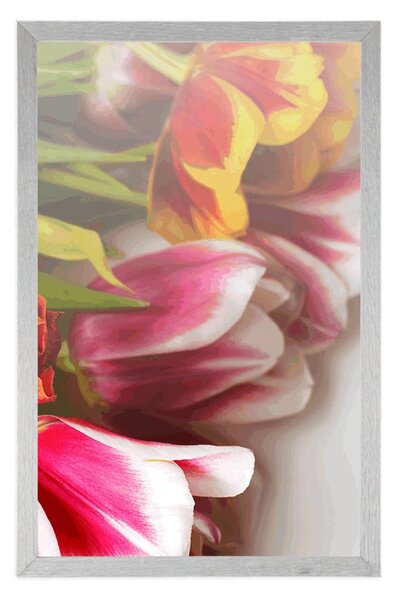 Plakát kytice barevných tulipánů