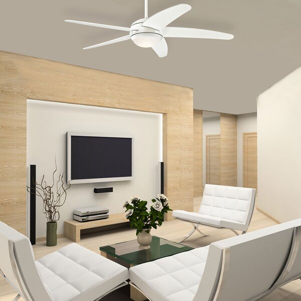 Stropní ventilátor s LED osvětlením Bendan, bílý, tichý – Westinghouse Westinghouse, Bendan, stmívatelné, Bílá, Obývací pokoj, Dřevo, Moderní