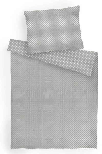 Bavlněné povlečení Puntík bílé na šedém podkladu 140x200, 70x90 cm