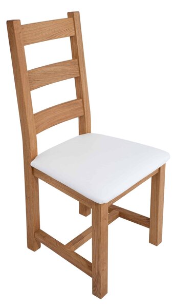 Dubová olejovaná židle Ladder Back bílá koženka