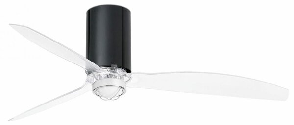 MINI TUBE FAN M LED, černá/transparentní, stropní LED ventilátor s DC motorem - FARO