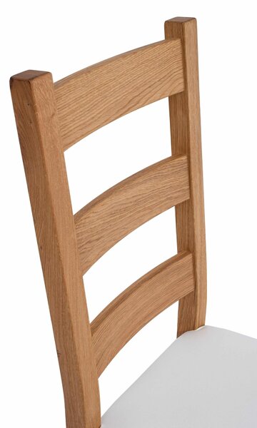 Dubová olejovaná židle Ladder Back bílá koženka