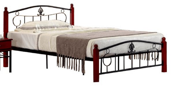 TEMPO Kovová postel s roštem, 140x200, MAGENTA