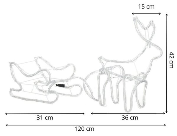 LED Sob se saněmi - 120cm, 144LED, IP44, teplá bílá