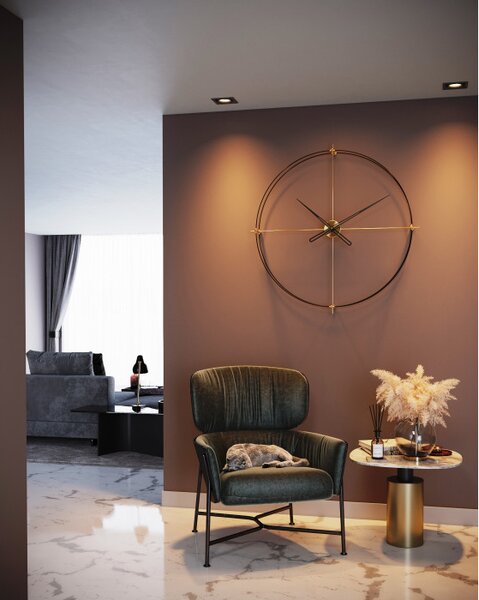 Mclocks Designové nástěnné hodiny TM903 Timeless gold mat-black 90cm