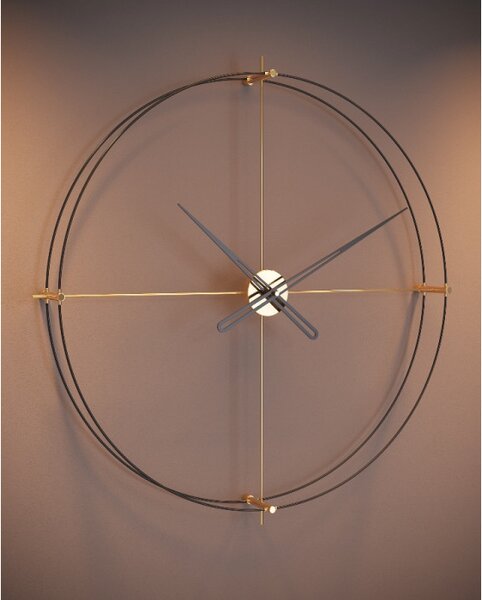 Mclocks Designové nástěnné hodiny TM903 Timeless gold mat-black 90cm