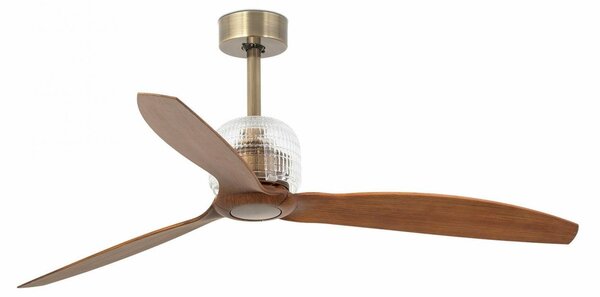 DECO FAN M, zlatá/dřevo, stropní LED ventilátor s DC motorem - FARO