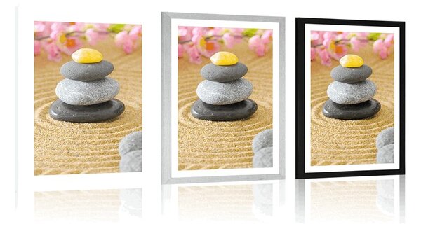 Plakát s paspartou pyramida Zen kamenů