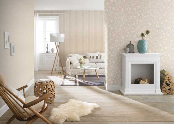 RASCH | Vliesová tapeta na zeď Country Charme 464016 | 0,53 x 10,05 m | béžová