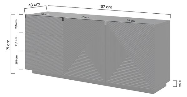 Moderní komoda Asha 167 cm dvoudveřová se zásuvkami - kašmír