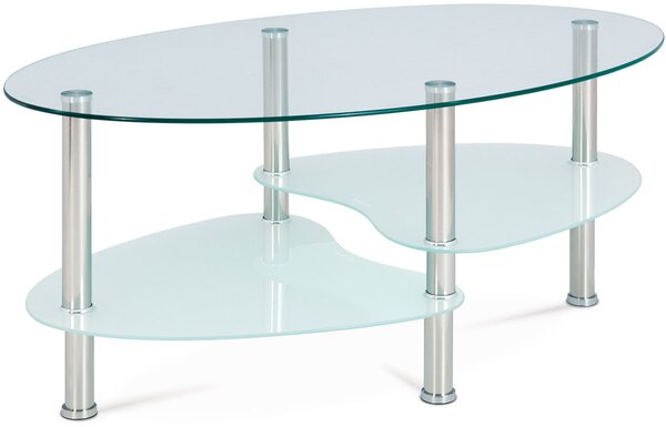 Konferenční stolek, čiré sklo / mléčné sklo / leštěný nerez GCT-301 MIL1
