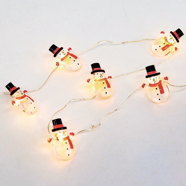 ACA Lighting LED dekorační girlanda - Sněhuláci, teplá bílá barva, 2xAA, 170 cm