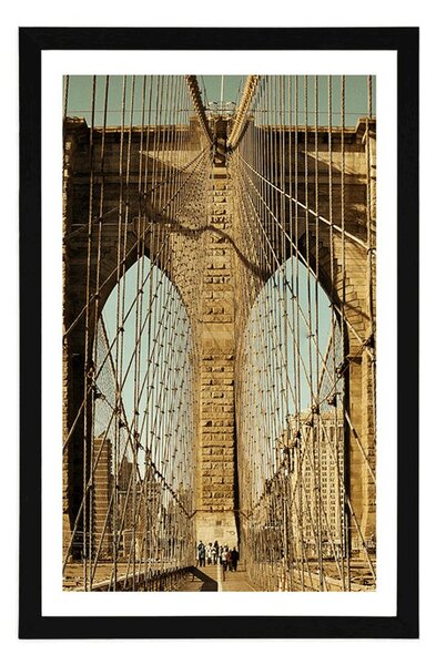 Plakát s paspartou most Manhattan v New Yorku