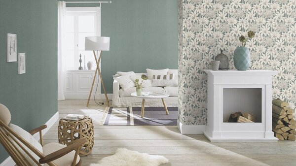 RASCH | Vliesová tapeta na zeď Country Charme 449846 | 0,53 x 10,05 m | zelená