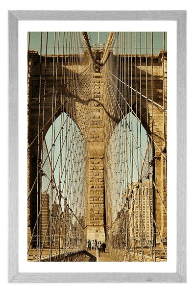 Plakát s paspartou most Manhattan v New Yorku