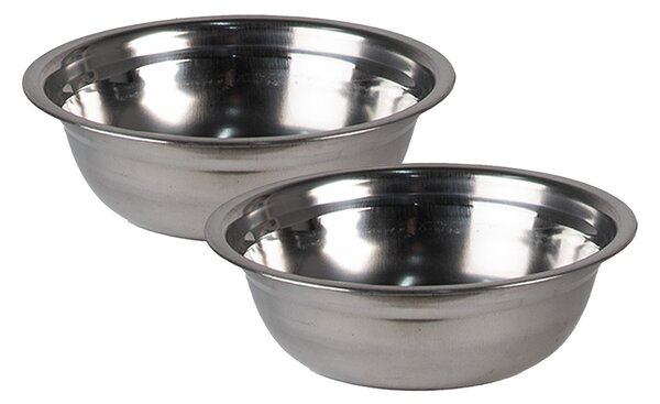 Misky pro zvířata v šedém antik dřevěném stojanu - 41*22*12 cm / 2*500 ml - Clayre & Eef
