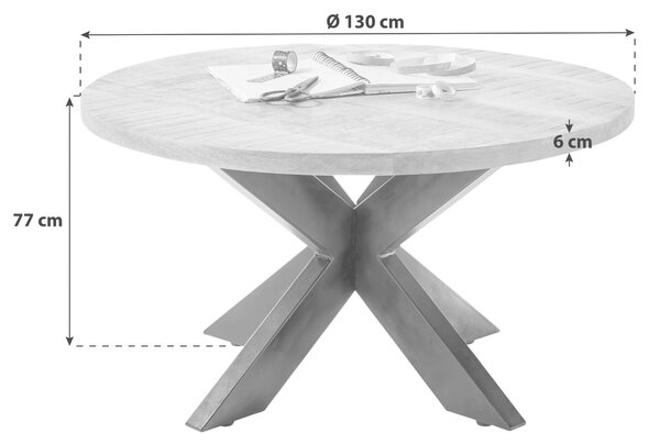 JÍDELNÍ STŮL, mangové dřevo, přírodní barvy, 130/130/77 cm P & B - Jídelní stoly, Online Only
