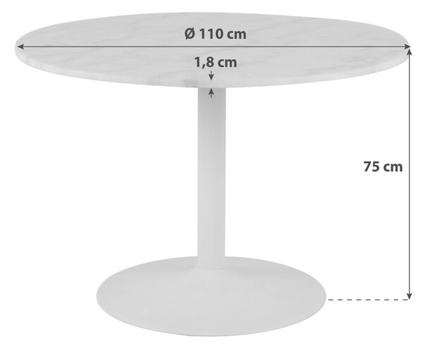 JÍDELNÍ STŮL, černá, bílá, 110/110/75 cm P & B - Jídelní stoly, Online Only