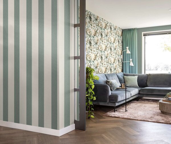 RASCH | Vliesová tapeta na zeď Florentine 484595 | 0,53 x 10,05 m | tyrkysová