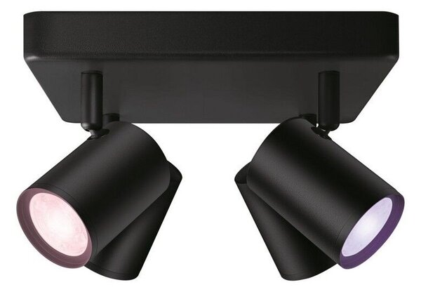 WiZ Colors 8719514554573 IMAGEO přisazené stropní bodové svítidlo 4xGU10 | 4x5W | 345lm | 2200-6500K | RGB - černá